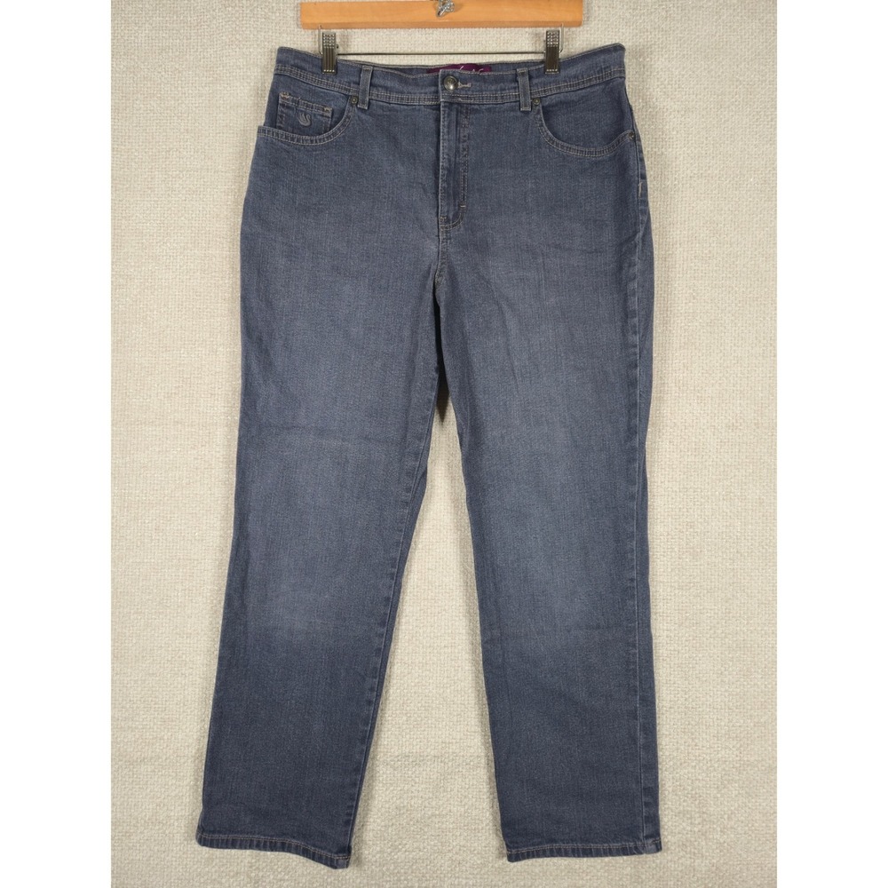 Gloria Vanderbilt Amanda High Rise Straight Leg Jeans Dark Wash Gray Womens 14S